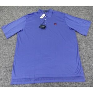 Polo Golf Ralph Lauren Shirt Mens 2XL Blue Lisle Tartan Shield Logo‎ Lochinvar